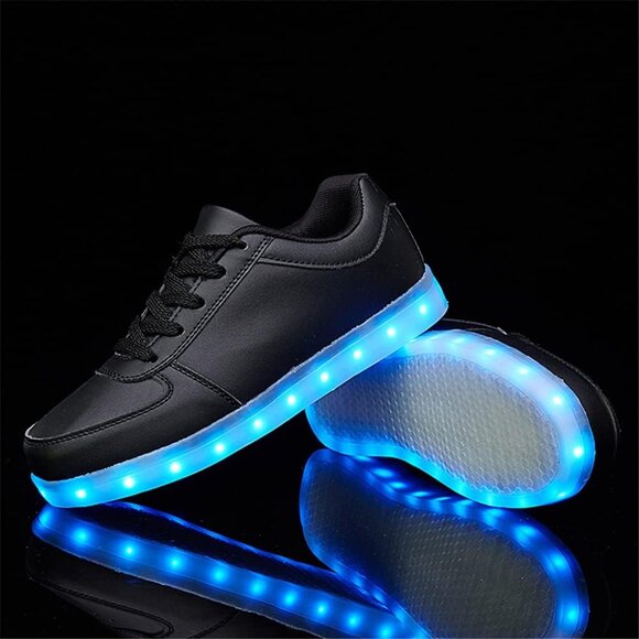 ⚡Unisex Black USB Charging Light Up Shoes Sports LED Dancing Sneakers Lace Up - Picture 5 of 8